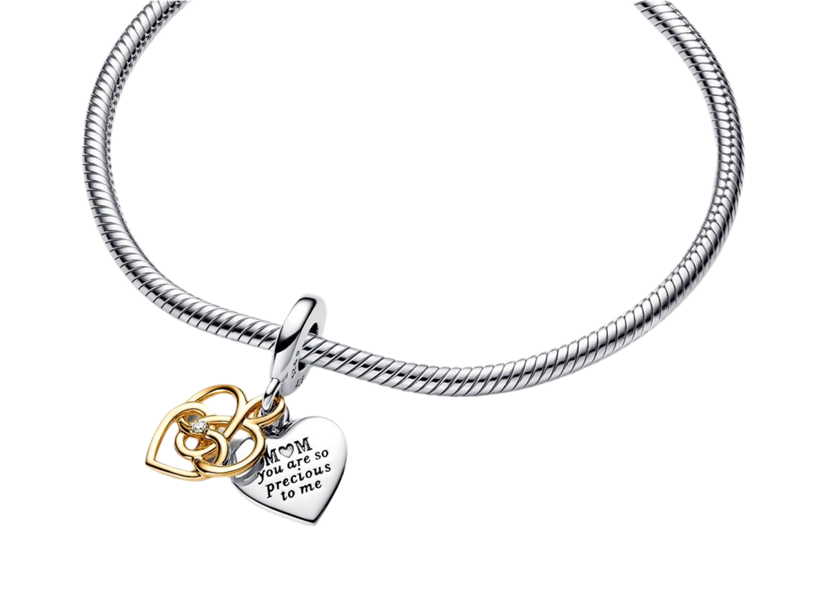 Charm Colgante Doble Mamá Con Diamante Sintético