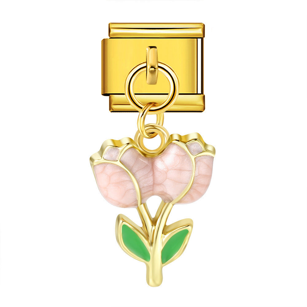 Charm Colgante Para Brazalete Italiano Rosas