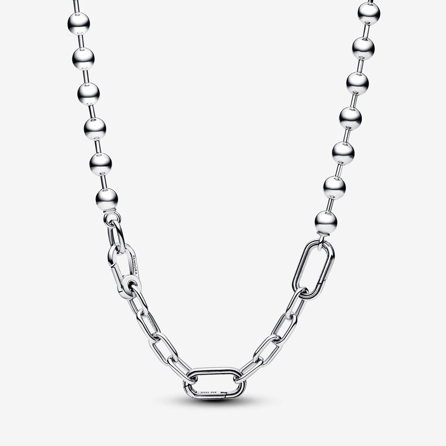 Collar De Eslabones Link Y Cuentas Metalicas