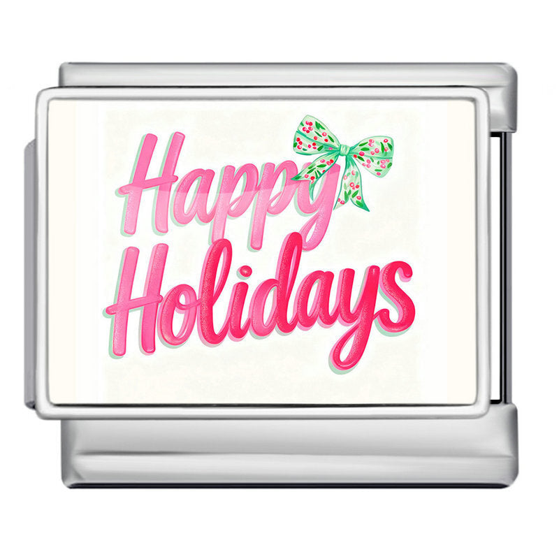 Charm Para Brazalete Italiano Happy Holidays Navidad