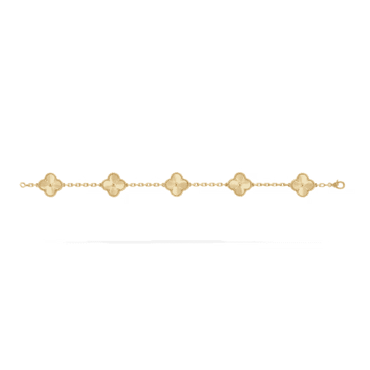 Brazalete Vintage Alhambra, Color Oro Amarillo, 5 motivos🍀