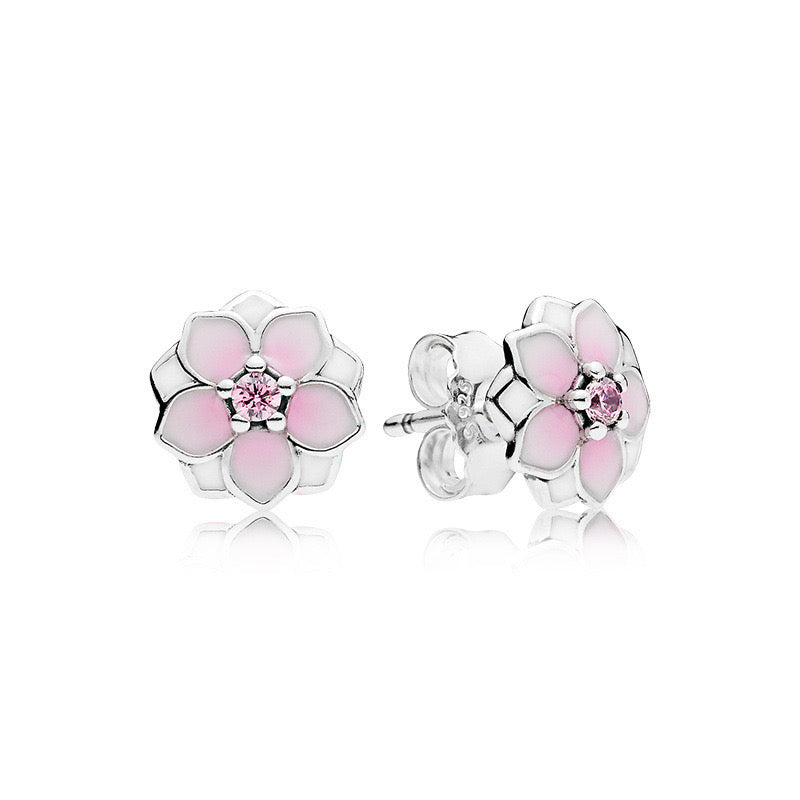 Pendientes De Botón Margarita Rosa