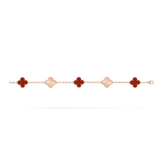 Brazalete Alhambra Oro Rosa, Cornalina, 5 Motivos