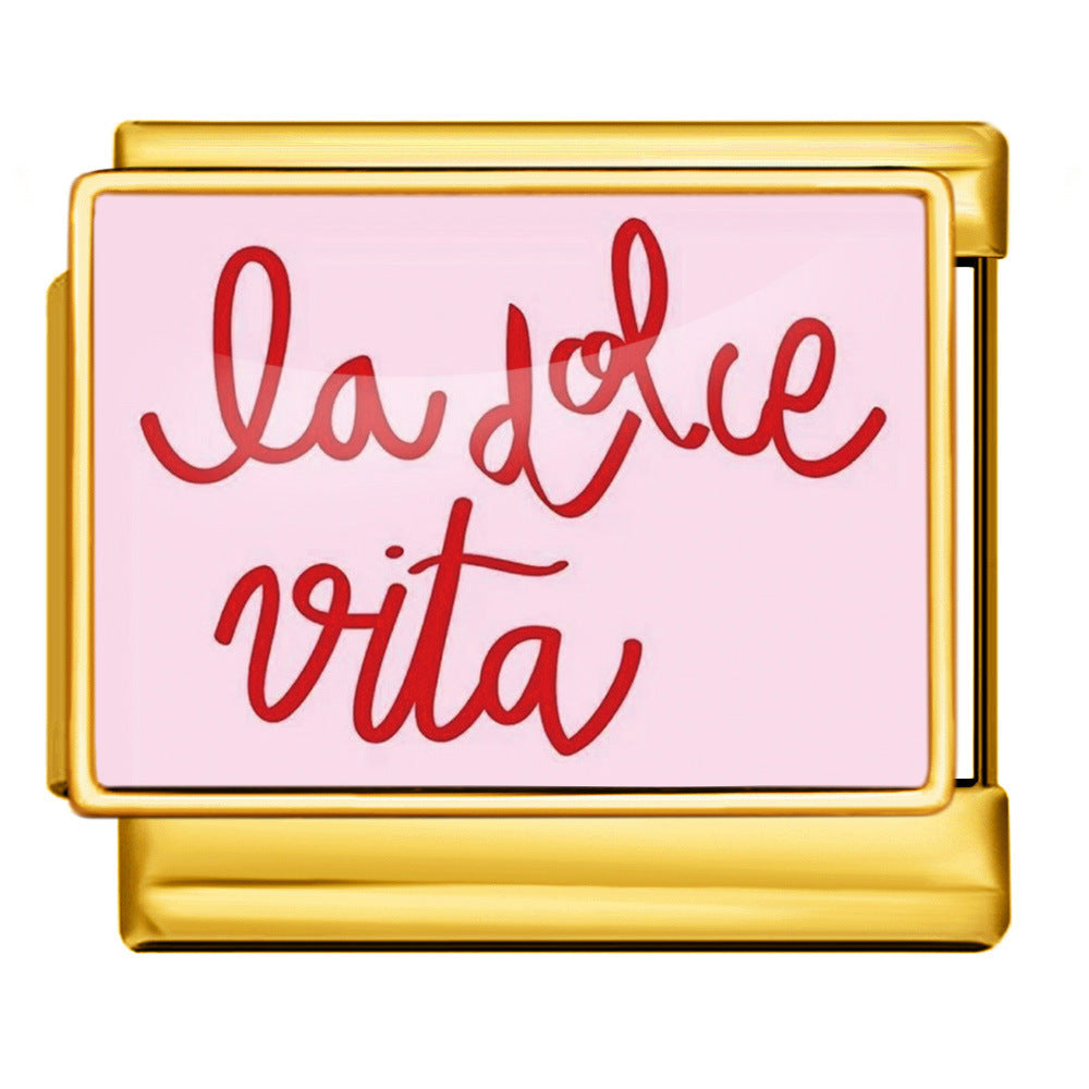 Charm Para Brazalete Italiano La Dolce Vita Plata / Oro