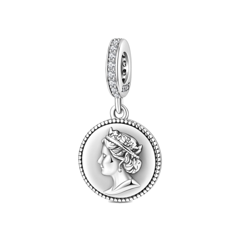 Charm Colgante Medallón Moneda Plata