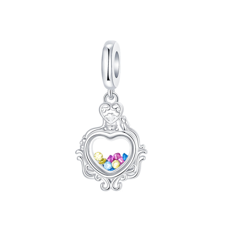 Charm Colgante Corazón Con Cristales De Colores