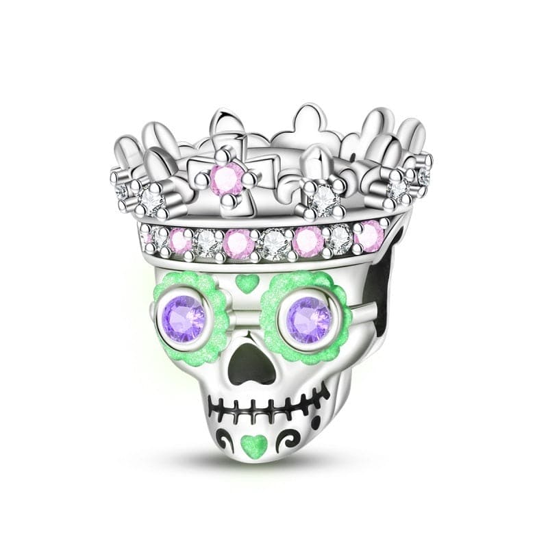Charm Catrina Verde Con Corona De Dia De Muertos