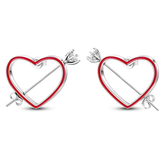 Pendientes De Botón Corazón Flechado