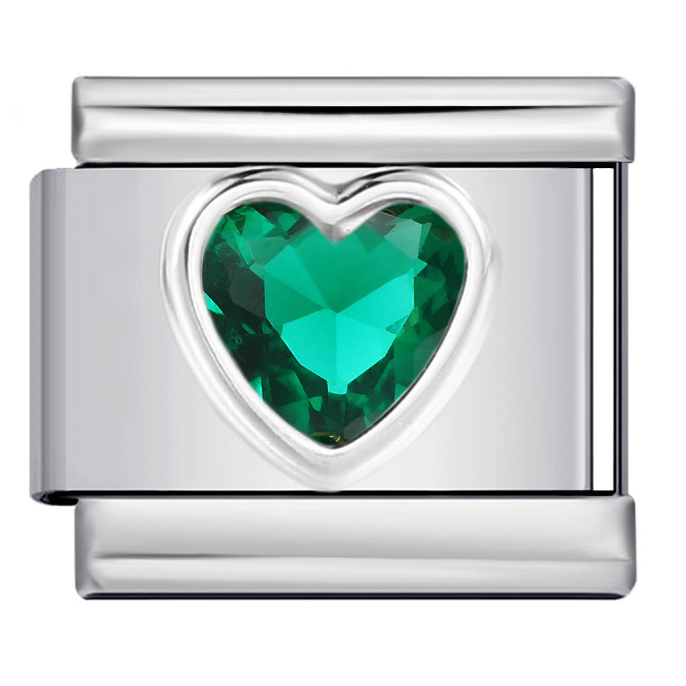 Charm Para Brazalete Italiano Piedra Preciosa Corazón