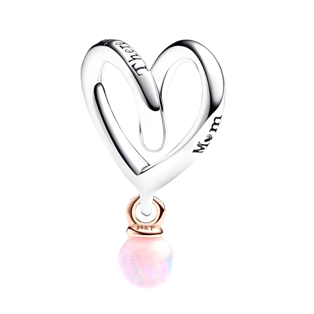 Charm Colgante Corazón De Mamá Con Perla