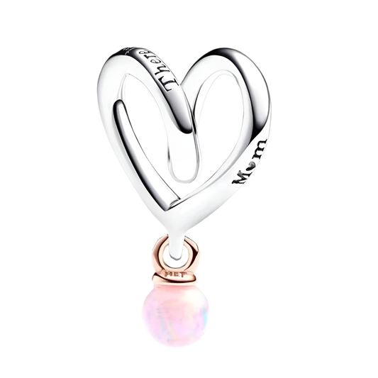 Charm Colgante Corazón De Mamá Con Perla