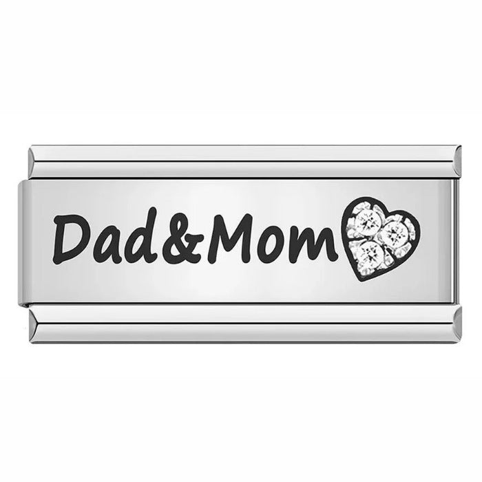 Charm Largo Para Brazalete Italiano Papá & Mamá