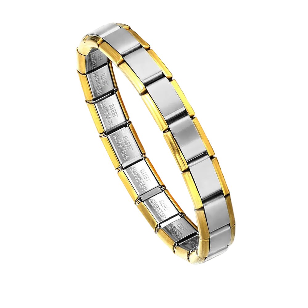Brazalete Italiano Bicolor Oro Y Plata