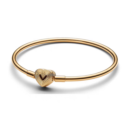 Brazalete Rígido Con Broche De Corazón Múltiple