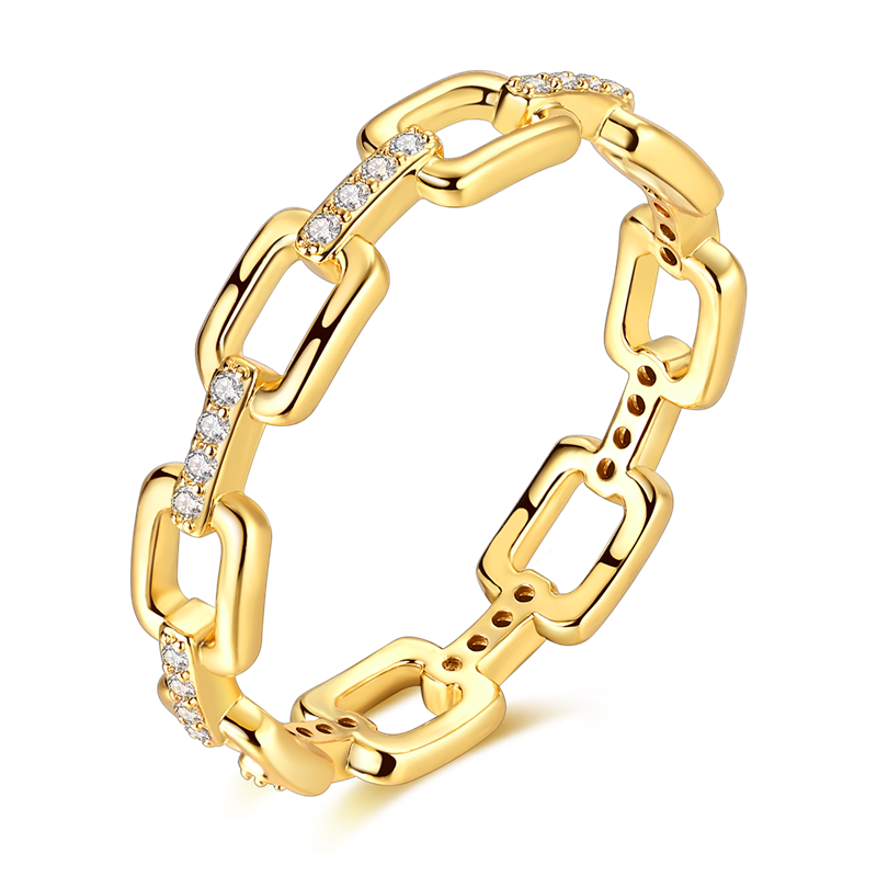 Anillo Cadena De Oro Brillante