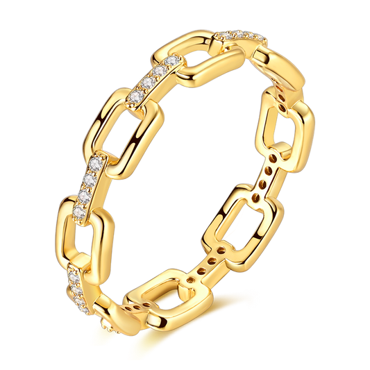 Anillo Cadena De Oro Brillante