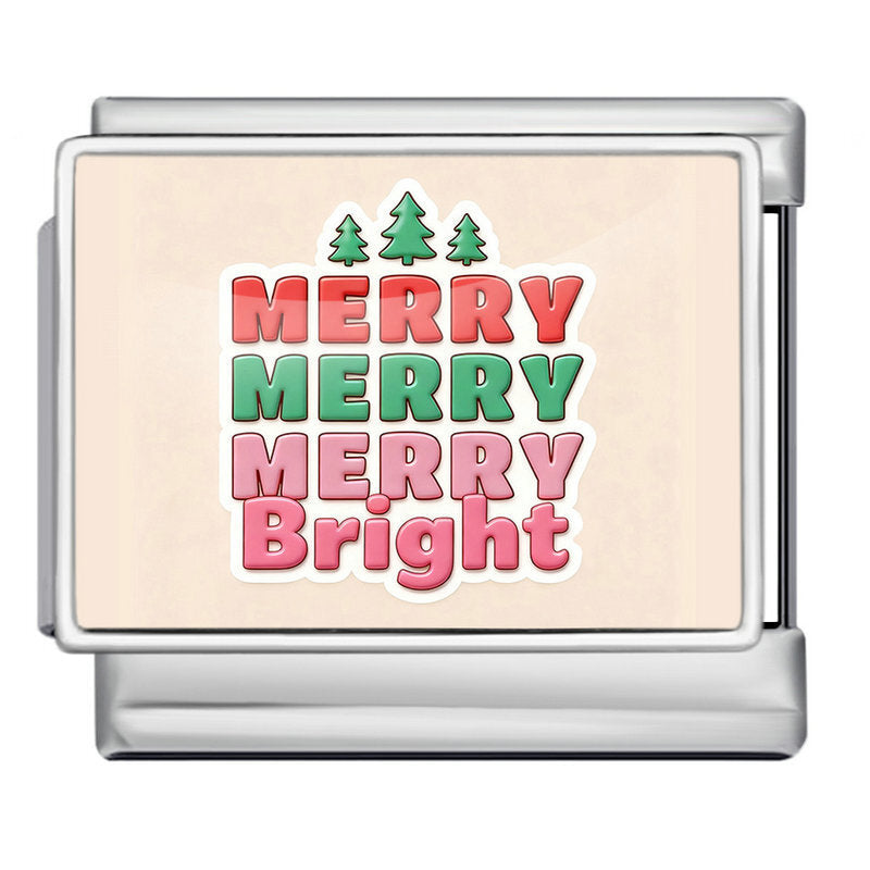 Charm Para Brazalete Italiano Merry Bright Navidad