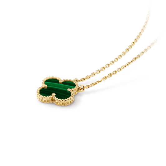 Collar Vintage Alhambra, Color Oro Amarillo, Malaquita🍀