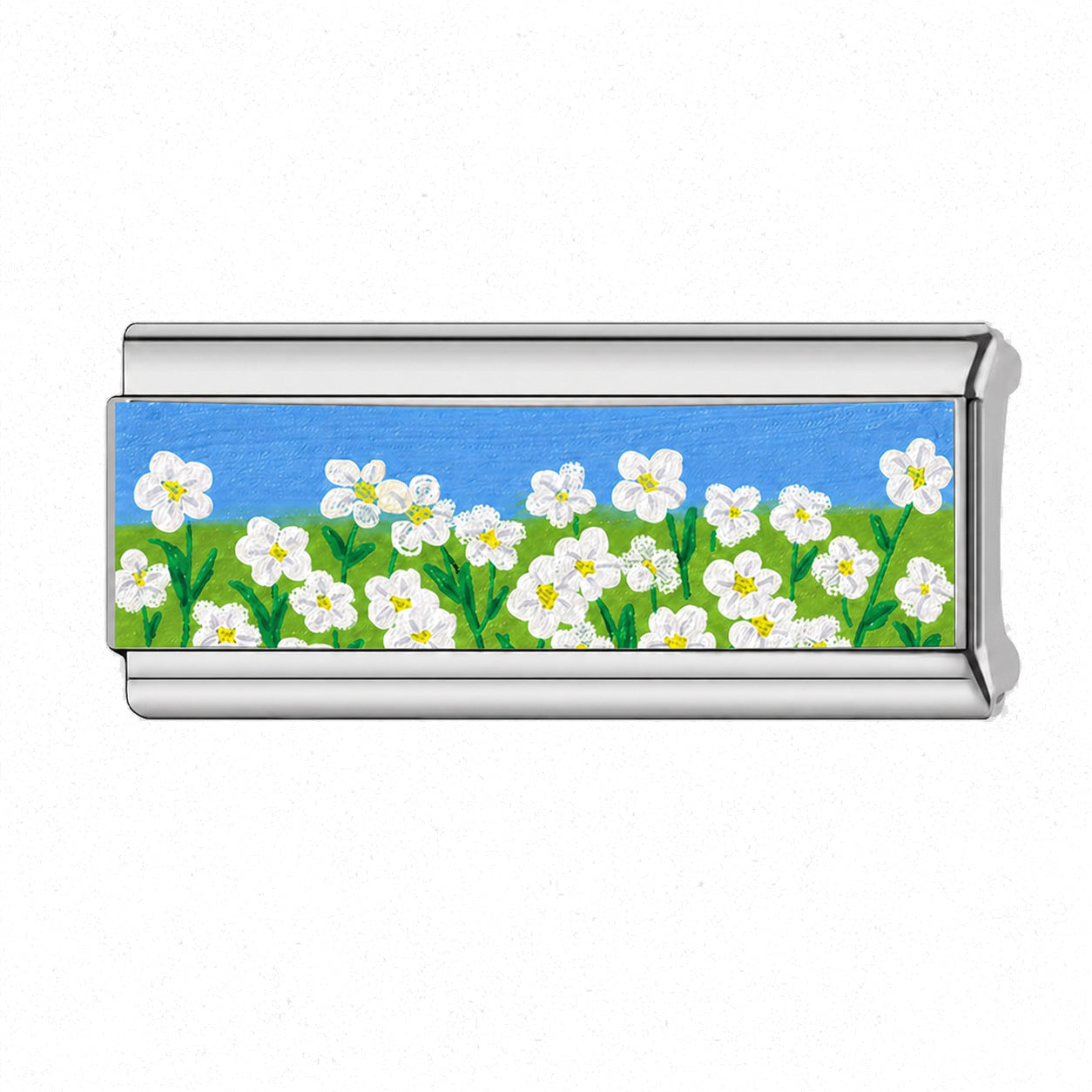 Charm Para Brazalete Italiano Doble Campo De Flores