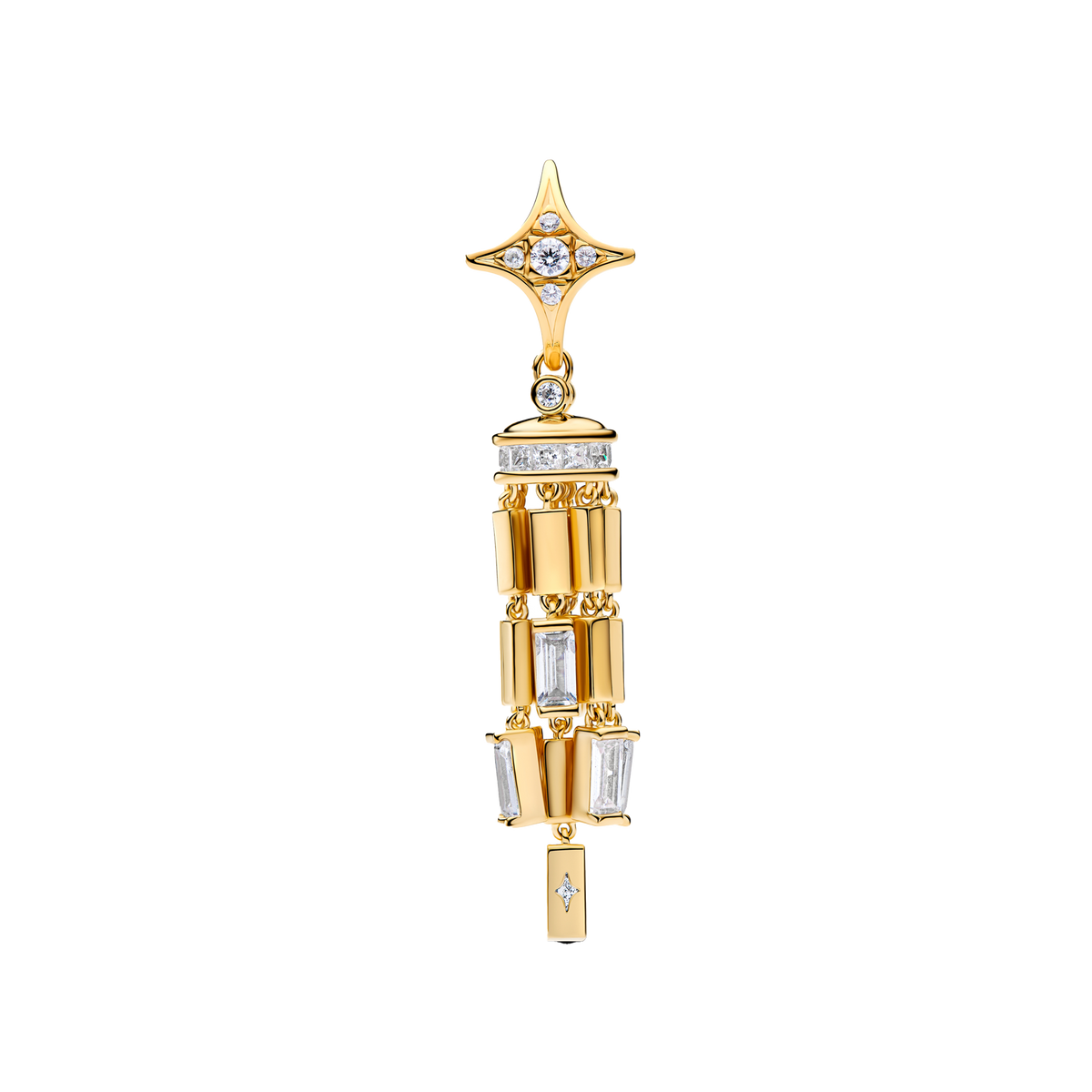 Charm Colgante Estrella Con Flecos Dorado