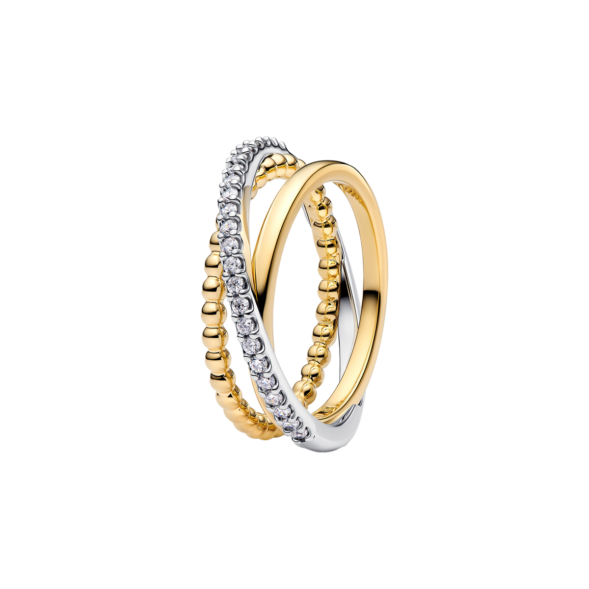 Anillo Triple Cruzado Dos Tonos