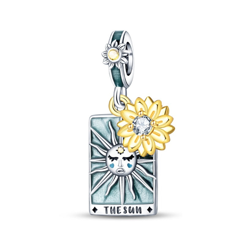 Charm Colgante Doble De Sol Radiante De Carta Tarot