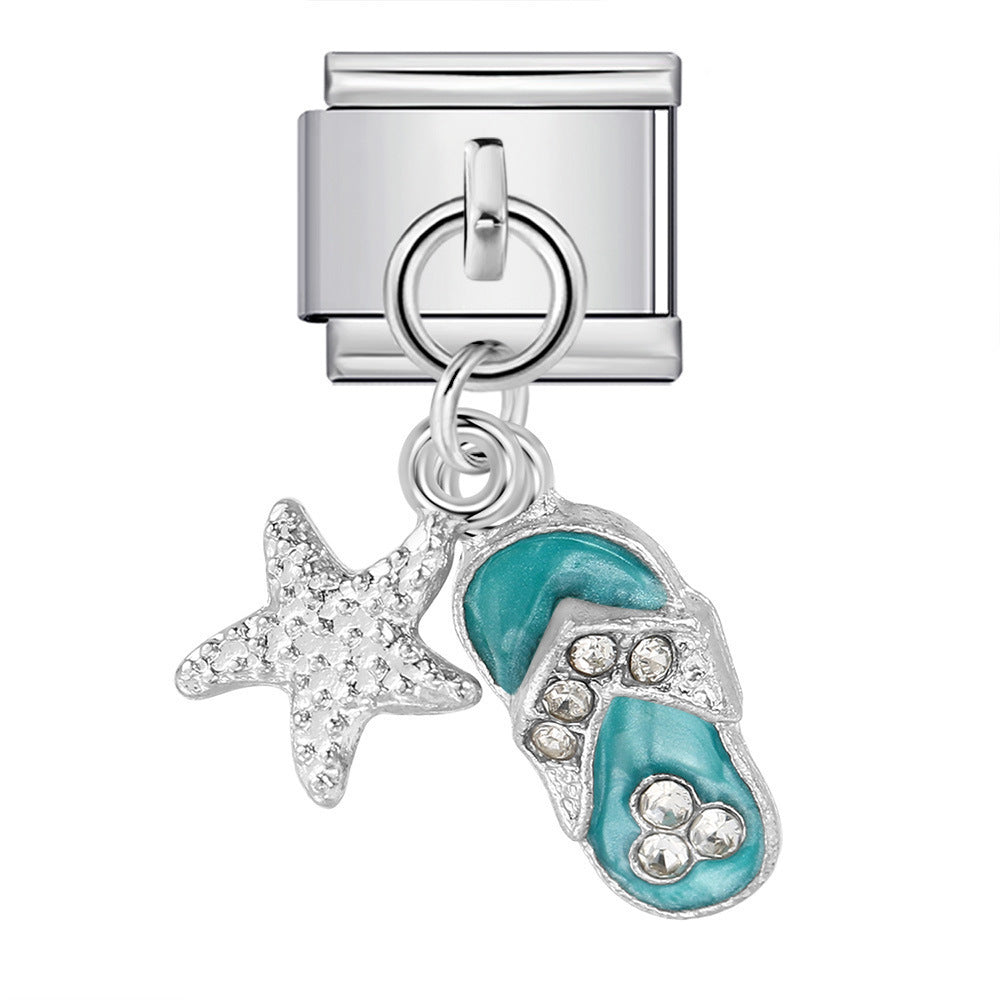 Charm Colgante Para Brazalete Italiano Estrella Y Sandalias