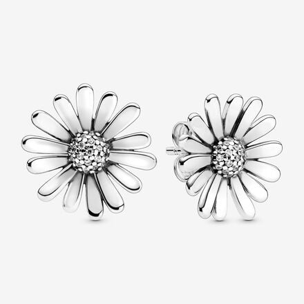 Pendientes De Botón Gerbera Blanca