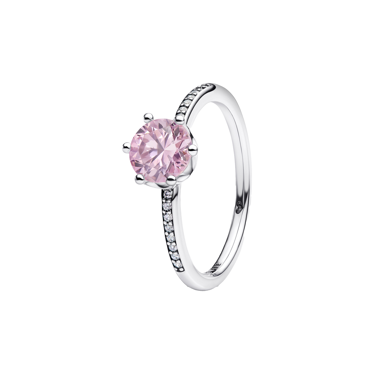 Anillo Solitario Rosa Pavé