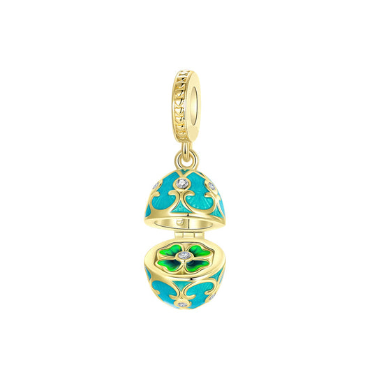 Charm Colgante Huevo De Pascua Turquesa Y Dorado