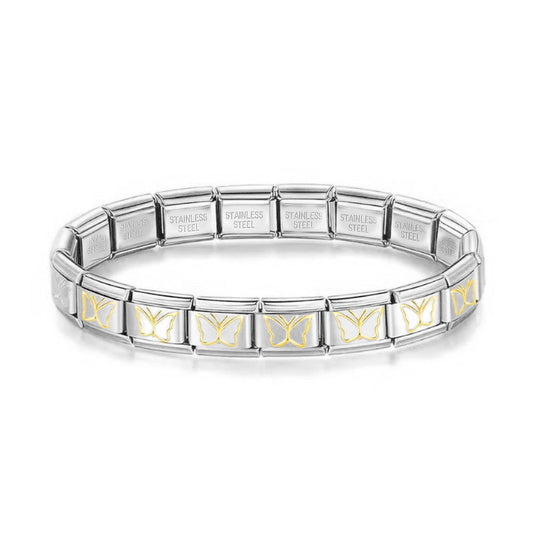 Brazalete Italiano Mariposas Plateado