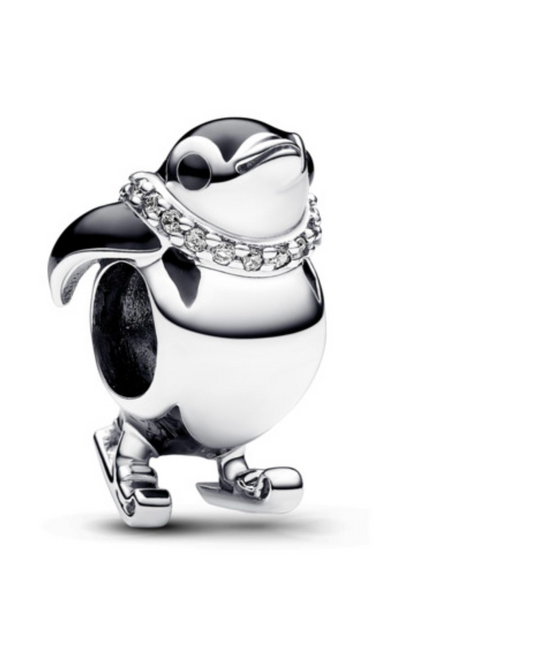 Charm Pingüino Esquiador Negro