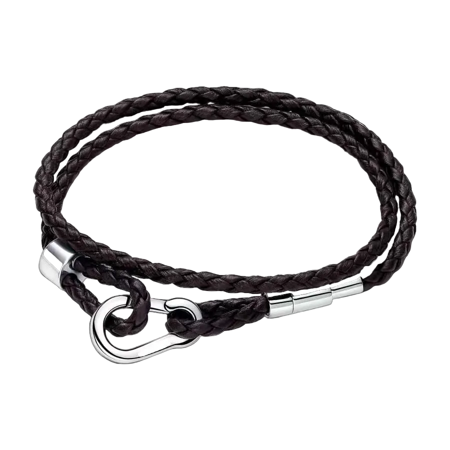 Brazalete De Cuero Doble Vuelta Broche Gancho