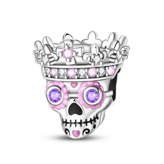 Charm Catrina Rosa Con Corona De Dia De Muertos
