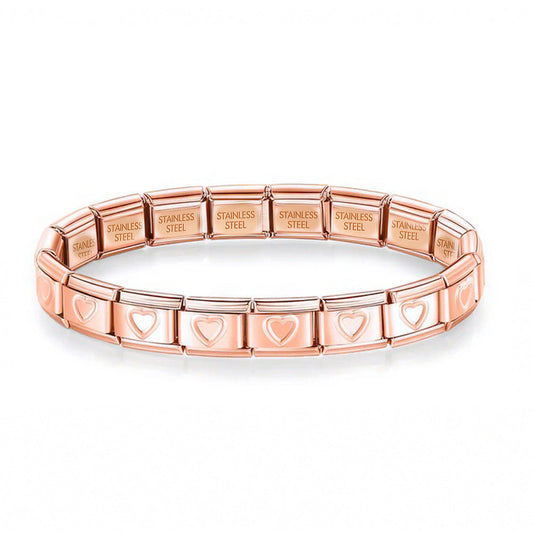 Brazalete Italiano Oro Rosa Corazones