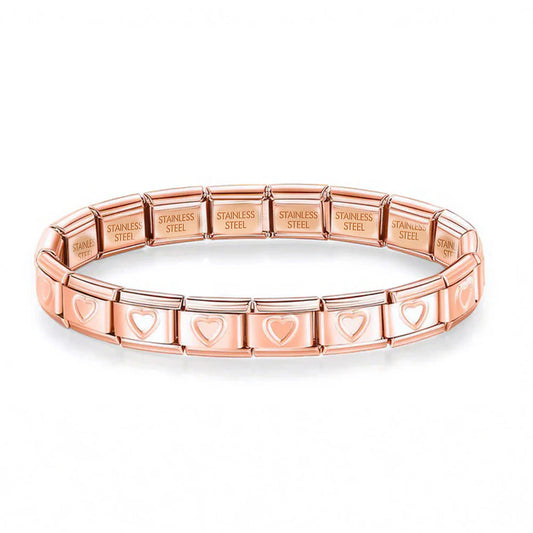Brazalete Italiano Corazones Oro / Oro Rosa