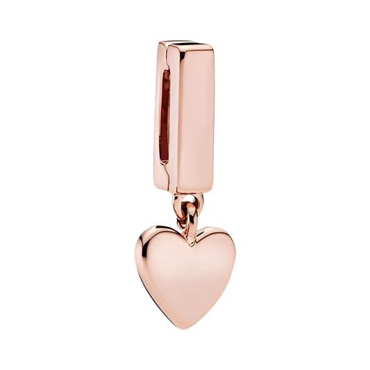 Charm Colgante Corazón Oro Rosa Recubrimiento Para Brazalete De Ondas Planas