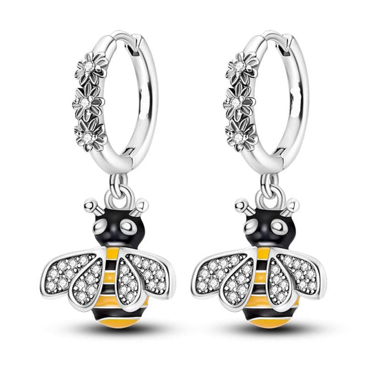 Pendientes De Aro Abeja Brillante