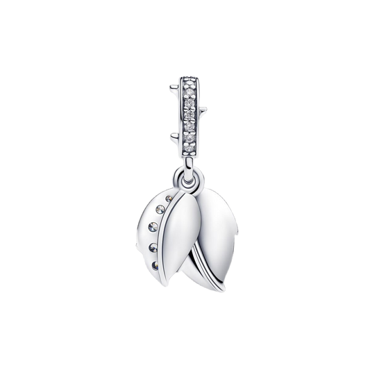 Charm Colgante Doble Rosa Blanca