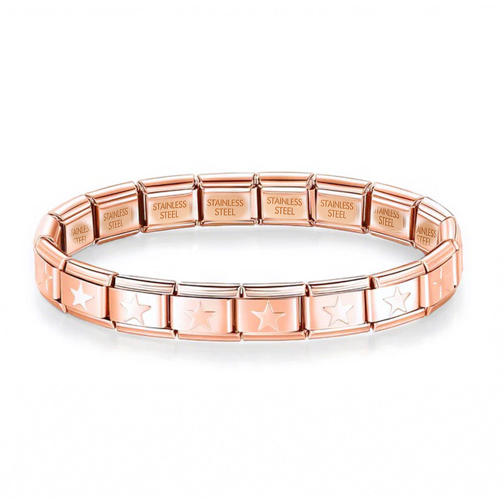 Brazalete Italiano Oro Rosa Estrellas
