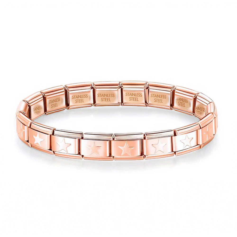 Brazalete Italiano Estrellas Oro / Oro Rosa