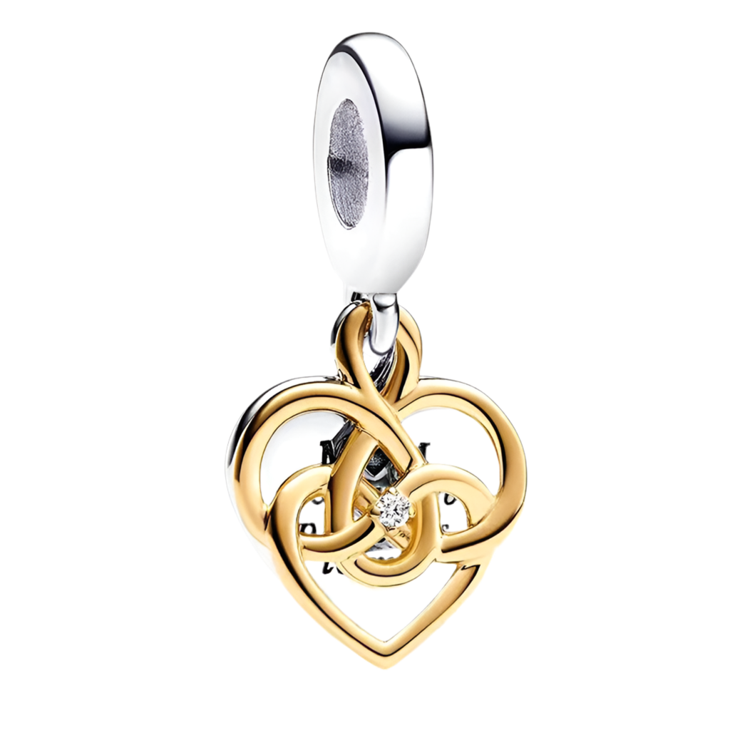 Charm Colgante Doble Mamá Con Diamante Sintético