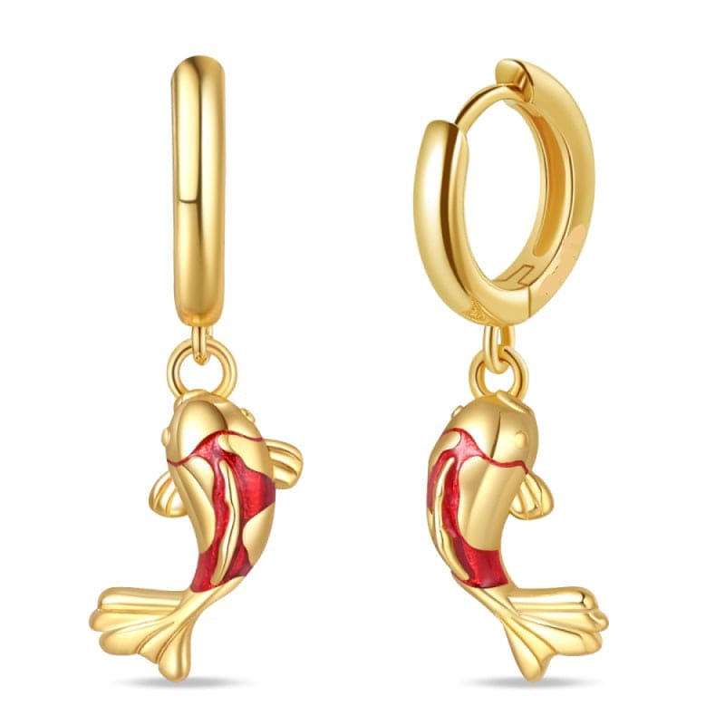 Pendientes De Aro Pescado Koi Dorado