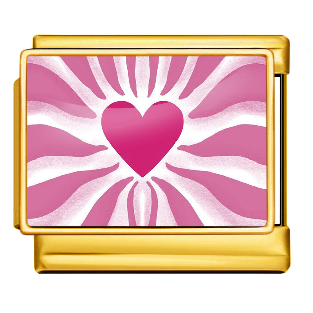 Charm Para Brazalete Italiano Olas De Corazón Plata / Oro