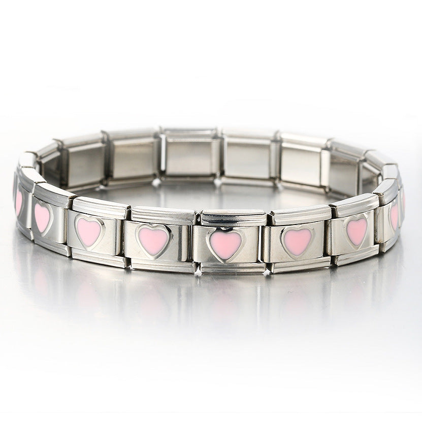 Brazalete Italiano Corazón Rosa