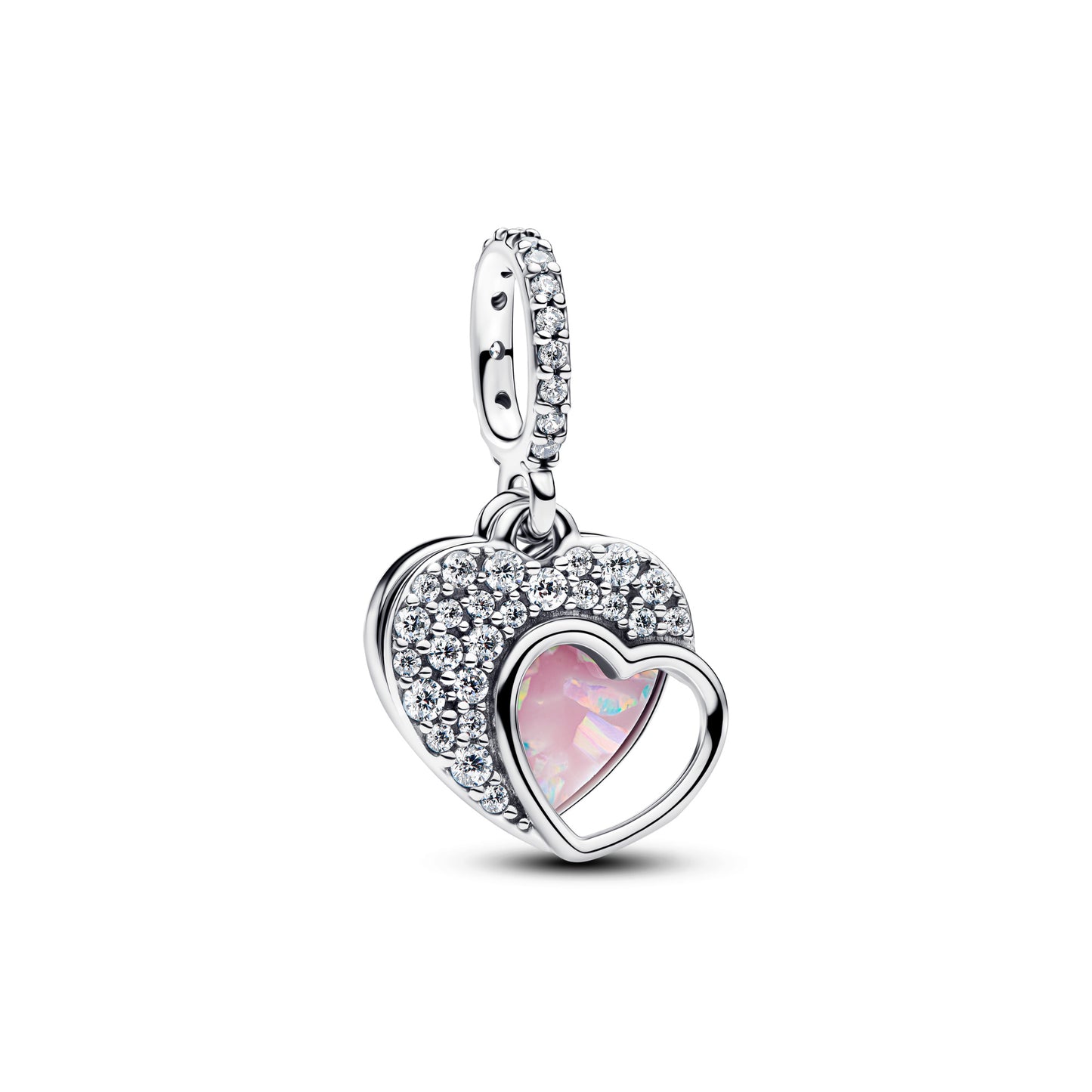 Charm Colgante Doble Corazón Pavé