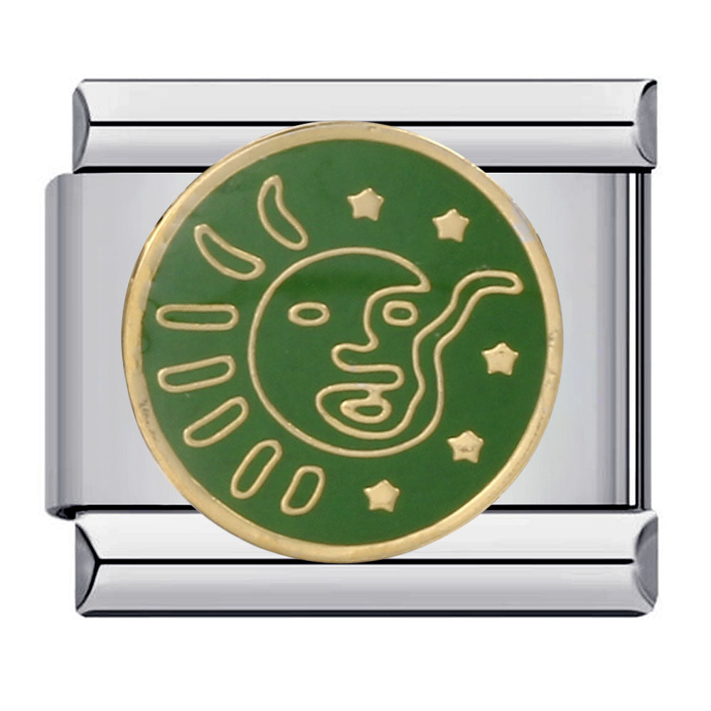 Charm Para Brazalete Italiano Señor Sol Azul / Verde