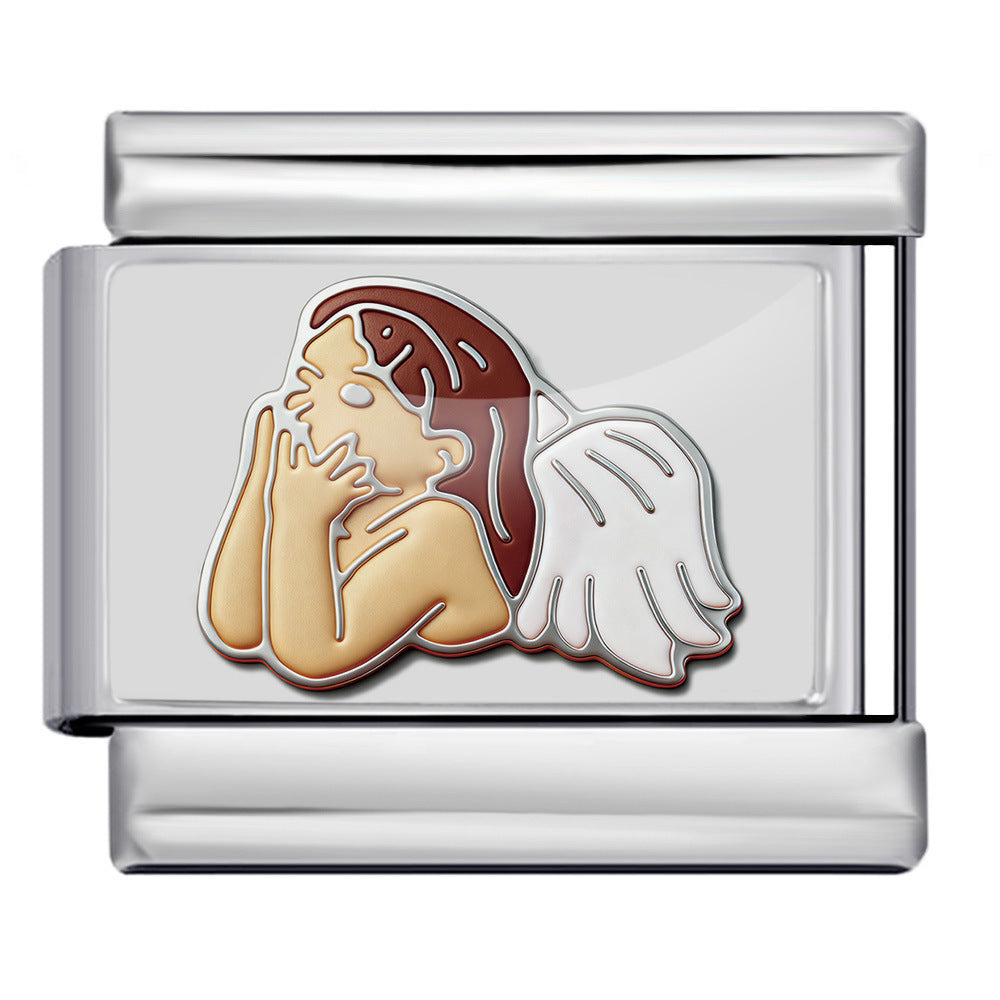 Charm Para Brazalete Italiano Ángel De La Guarda Plata / Oro