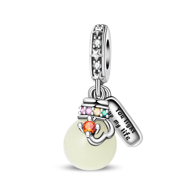 Charm Colgante Doble Bombilla "You Light My Life" / Glow In The Dark