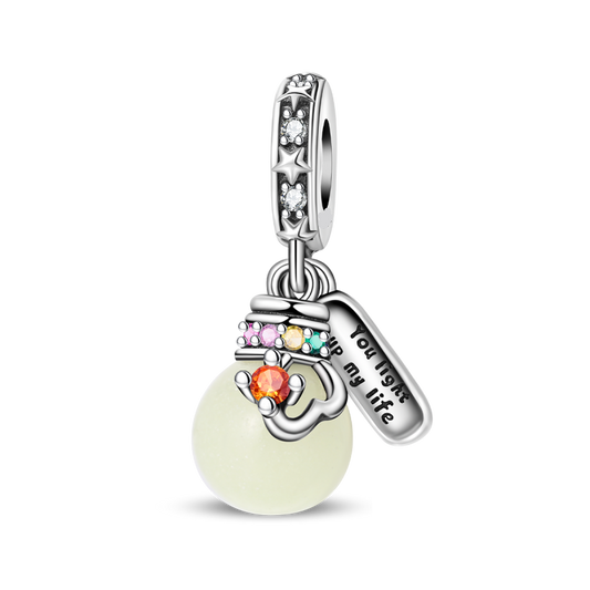 Charm Colgante Doble Bombilla "You Light My Life" / Glow In The Dark